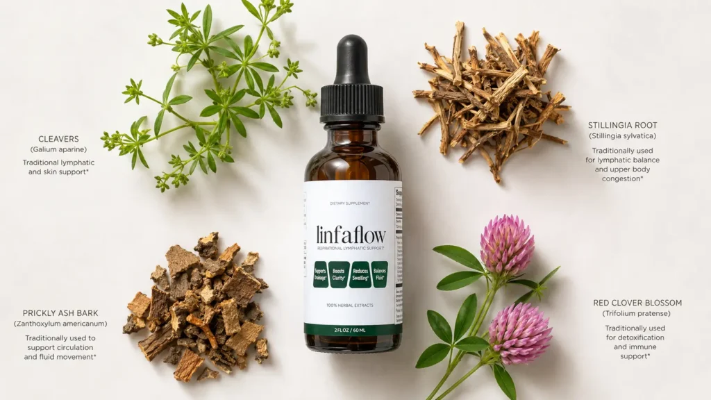 Linfaflow ingredients including four botanical extracts